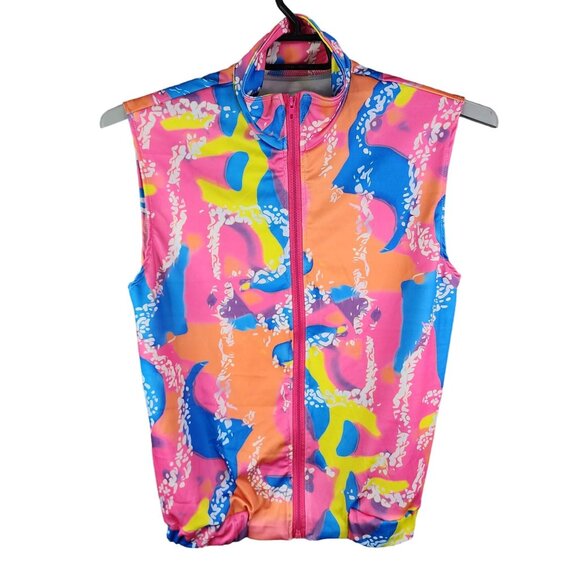 Mens Colorful Ken Costume Vest Jacket Full Zip Retro Sleeveless Disco Size S - Picture 1 of 10